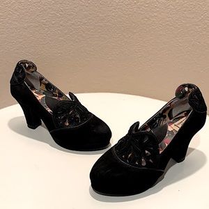 Miss L Fire black suede heels